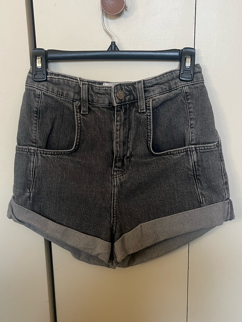 Urban Outfitters High-Rise Stretch Roll Hem Denim Shorts